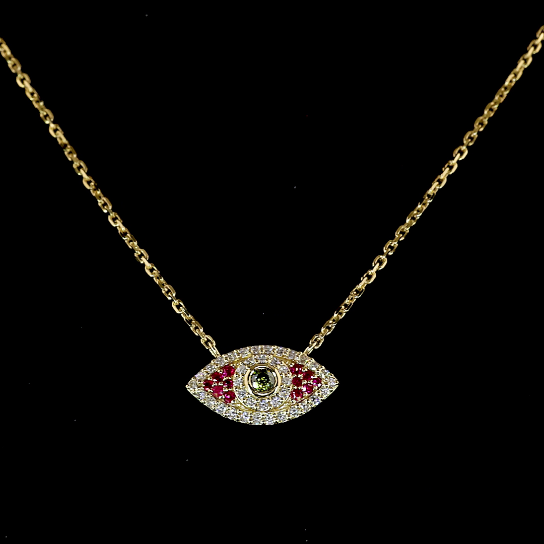 14kt Yellow Gold Lab Diamond And Ruby Pendant