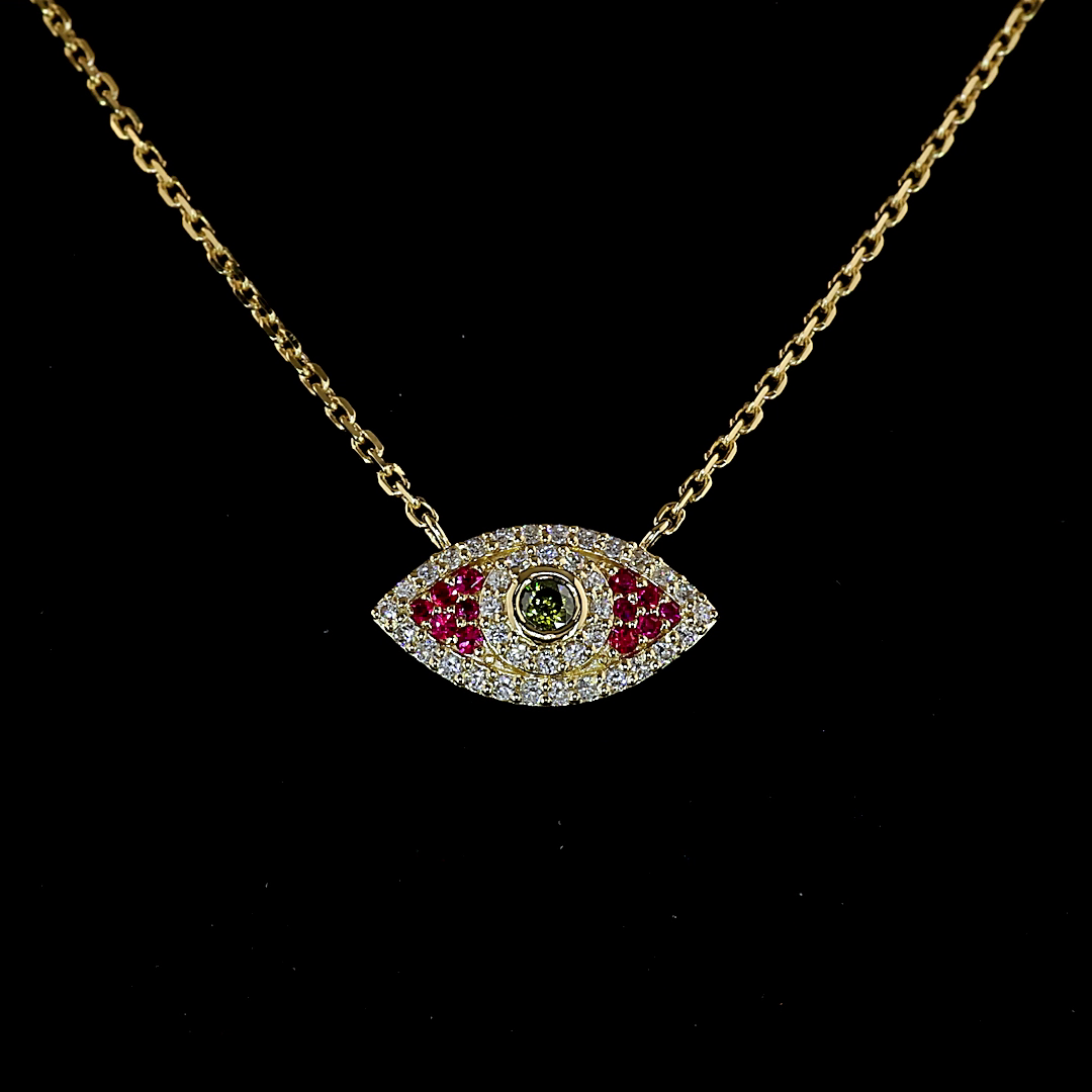 14kt Yellow Gold Lab Diamond And Ruby Pendant