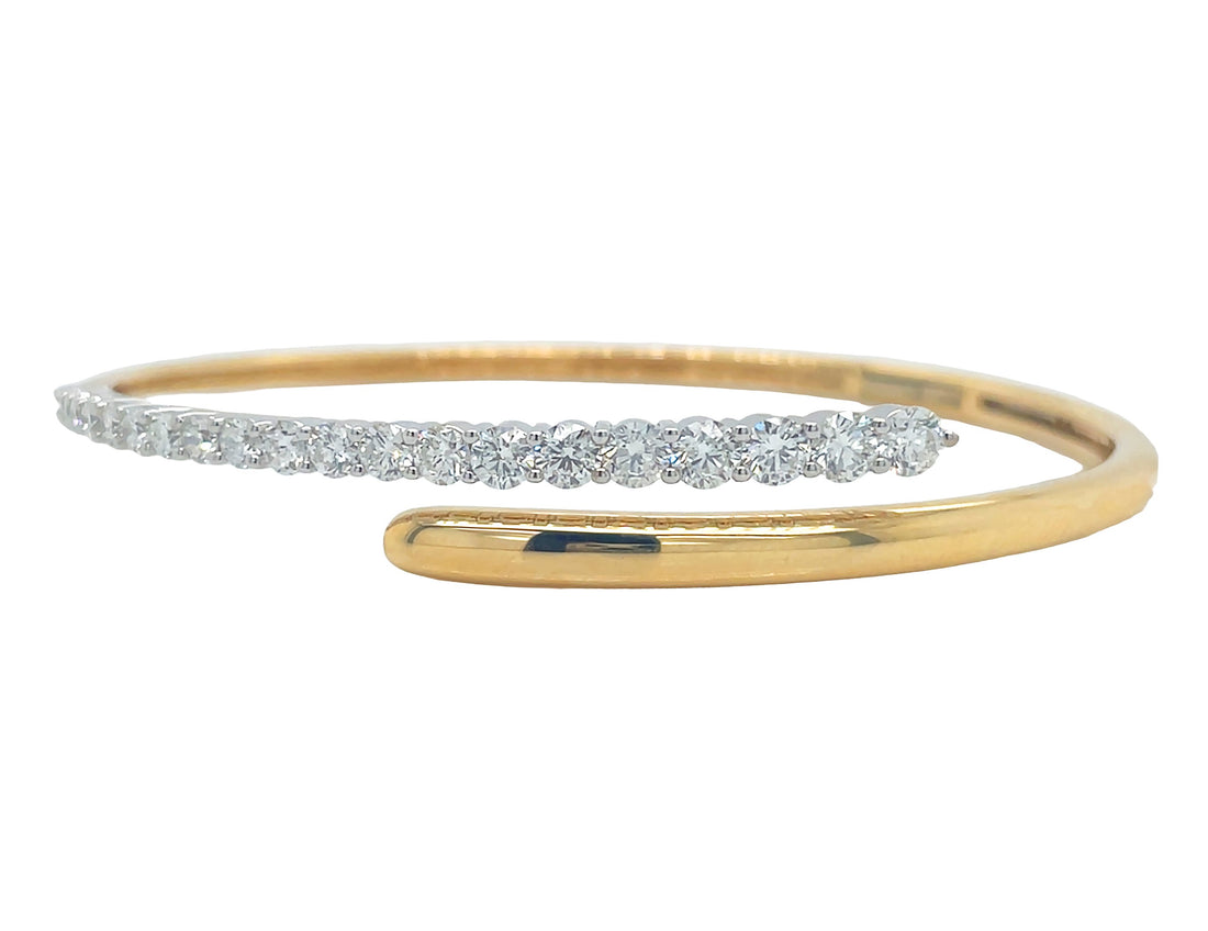 18kt Yellow and White Gold Diamond Open Bangle