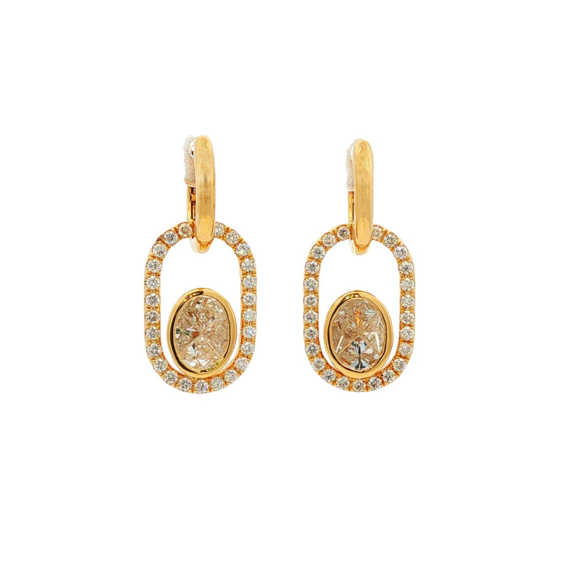 18kt Yellow Gold Diamond Dangling Earrings