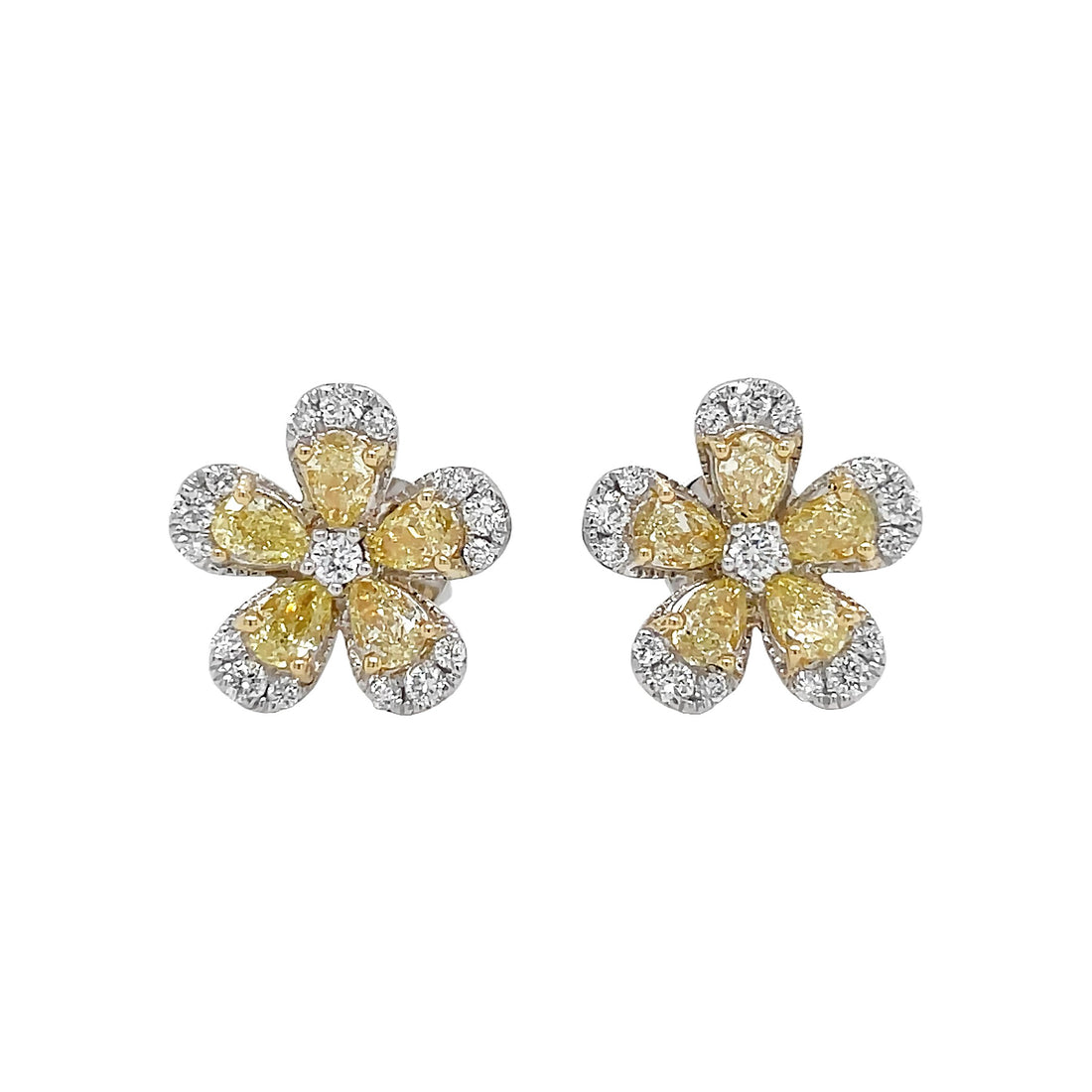 18kt White and Yellow Gold Diamond and Yellow Diamond Earrings