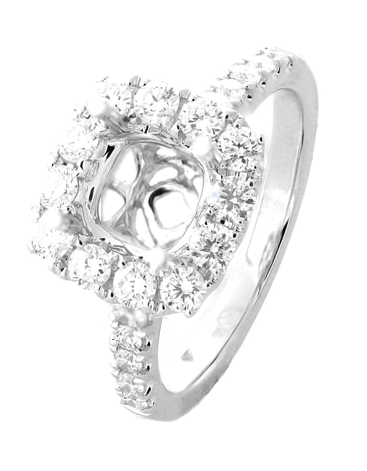 18kt White Gold Diamond Halo Semi Mount