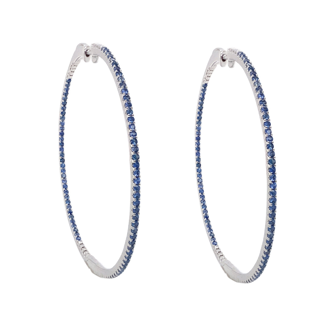 18kt White Gold Sapphire Hoops