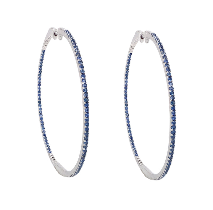 18kt White Gold Sapphire Hoops