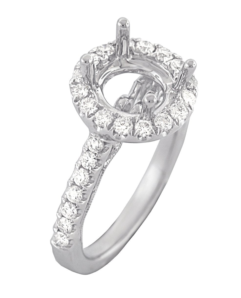 18kt White Gold Diamond Halo Semi Mount