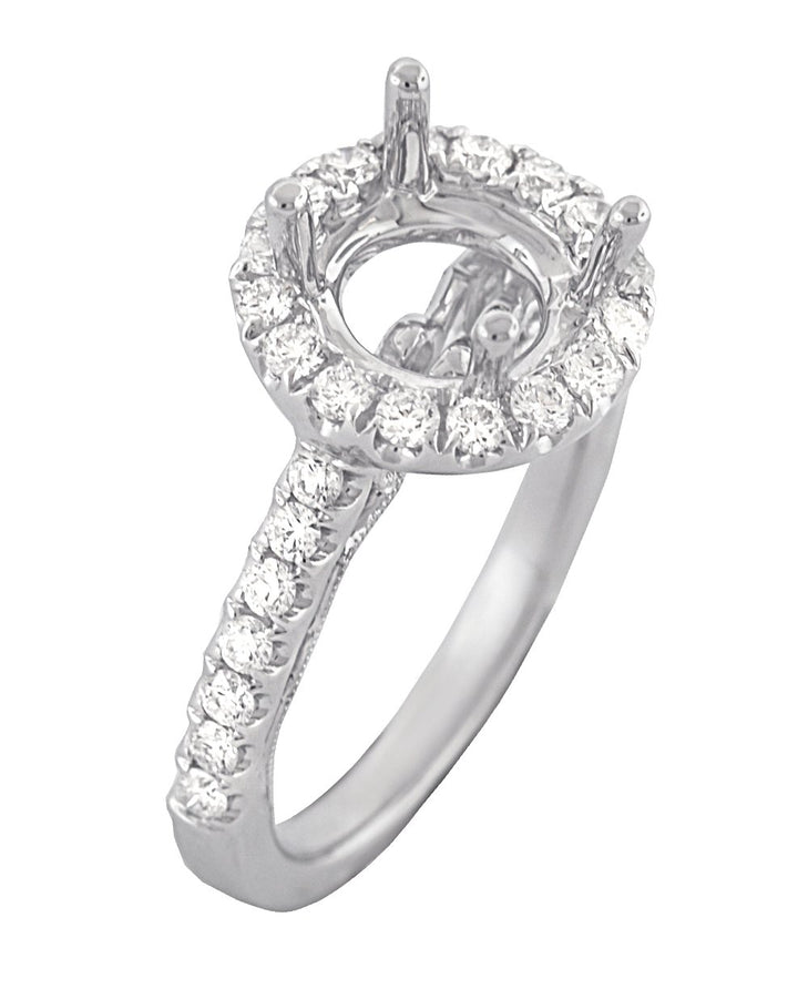 18kt White Gold Diamond Halo Semi Mount