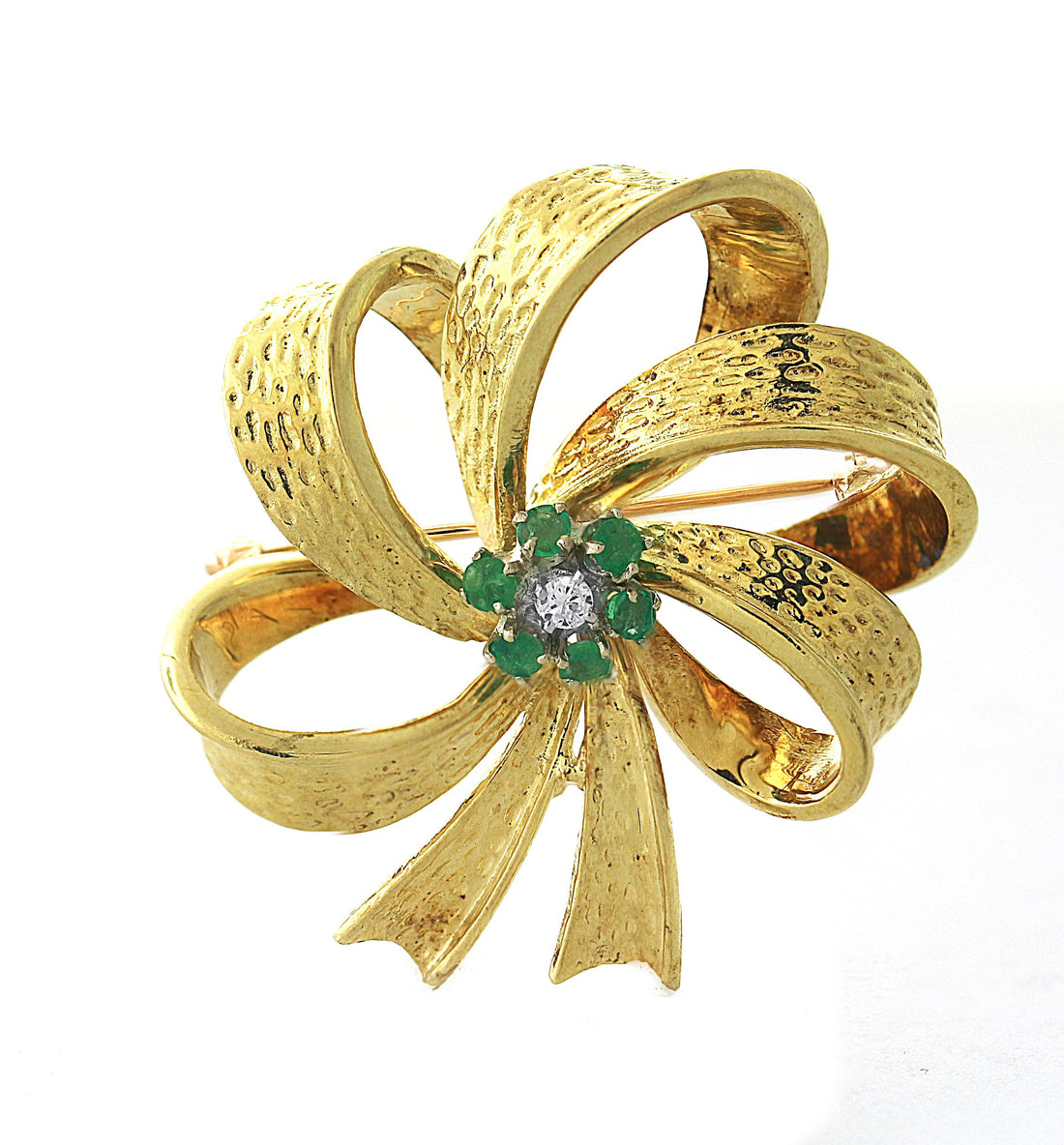 14kt Yellow Gold Diamond And Emerald Pendant/Pin