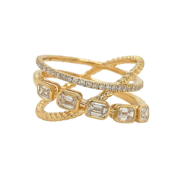 18kt Yellow Gold Diamond Criss-cross Ring