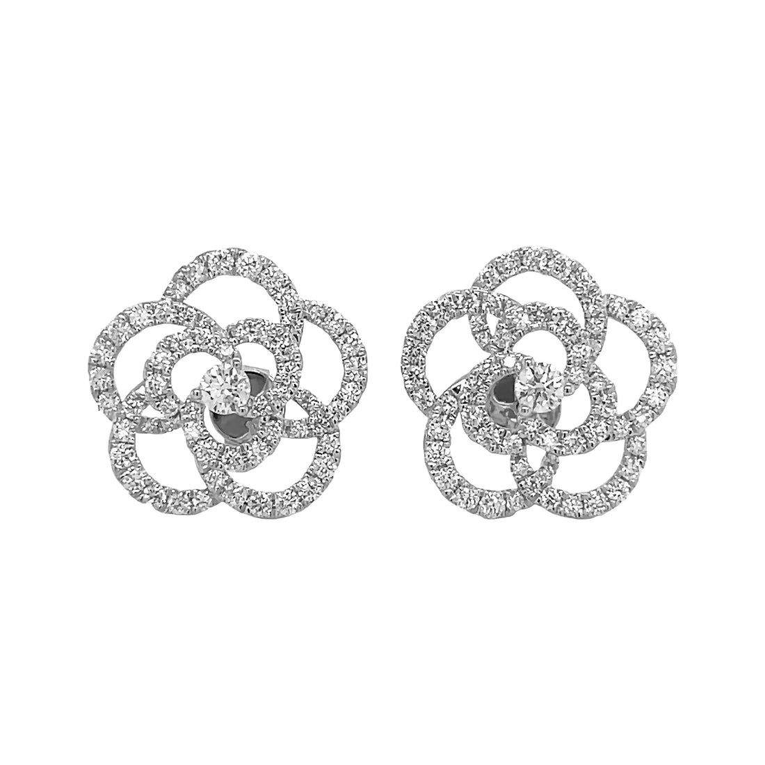 18kt White Gold Diamond Flower Earrings
