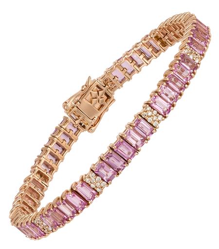 18kt Rose Gold Diamond And Sapphire Bracelet