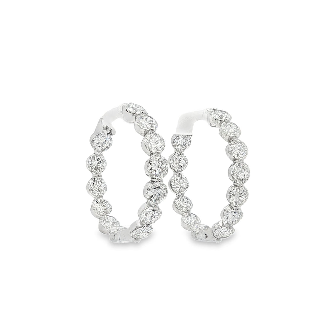 14kt White Gold Lab Diamond Hoops