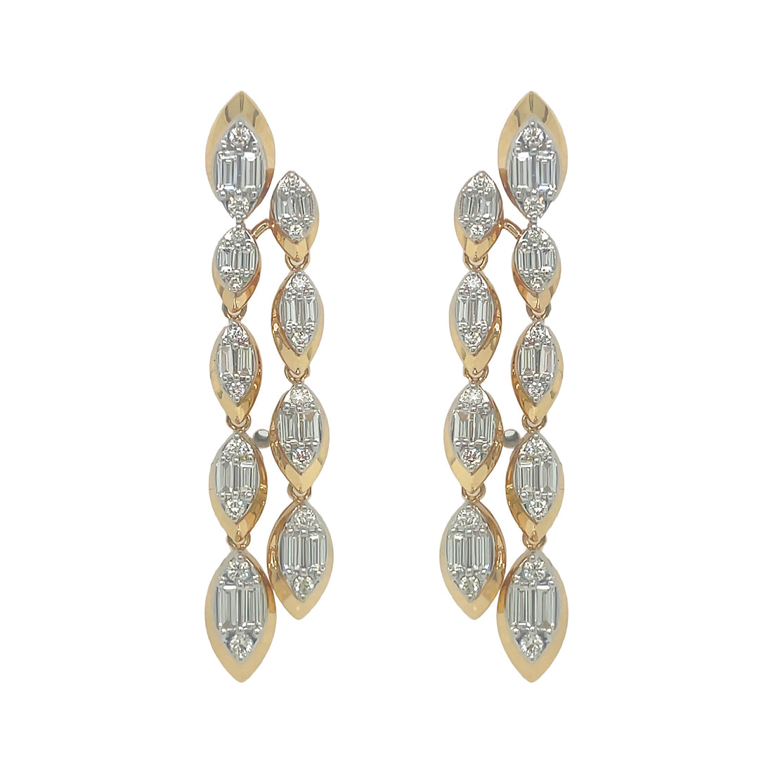 18kt Yellow Gold Diamond Dangling Earrings