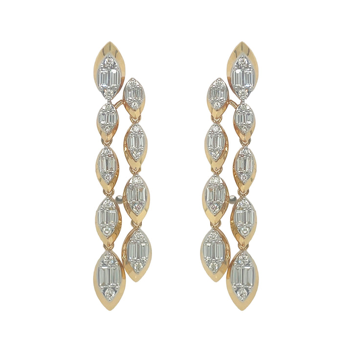 18kt Yellow Gold Diamond Dangling Earrings