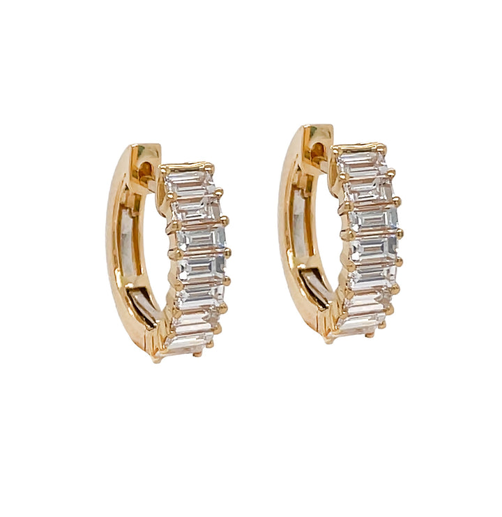 18kt Yellow Gold Diamond Huggie Earrings.