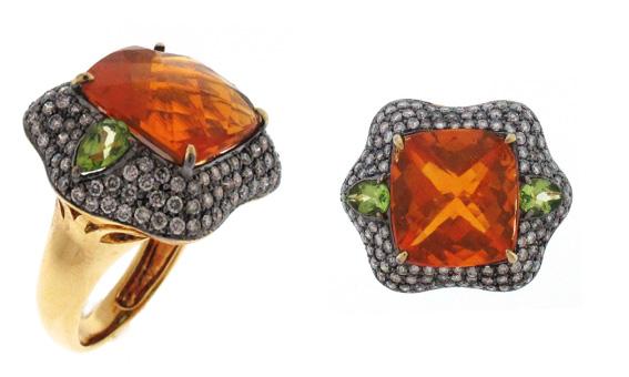 18kt Yellow and Black Gold Opal Ring