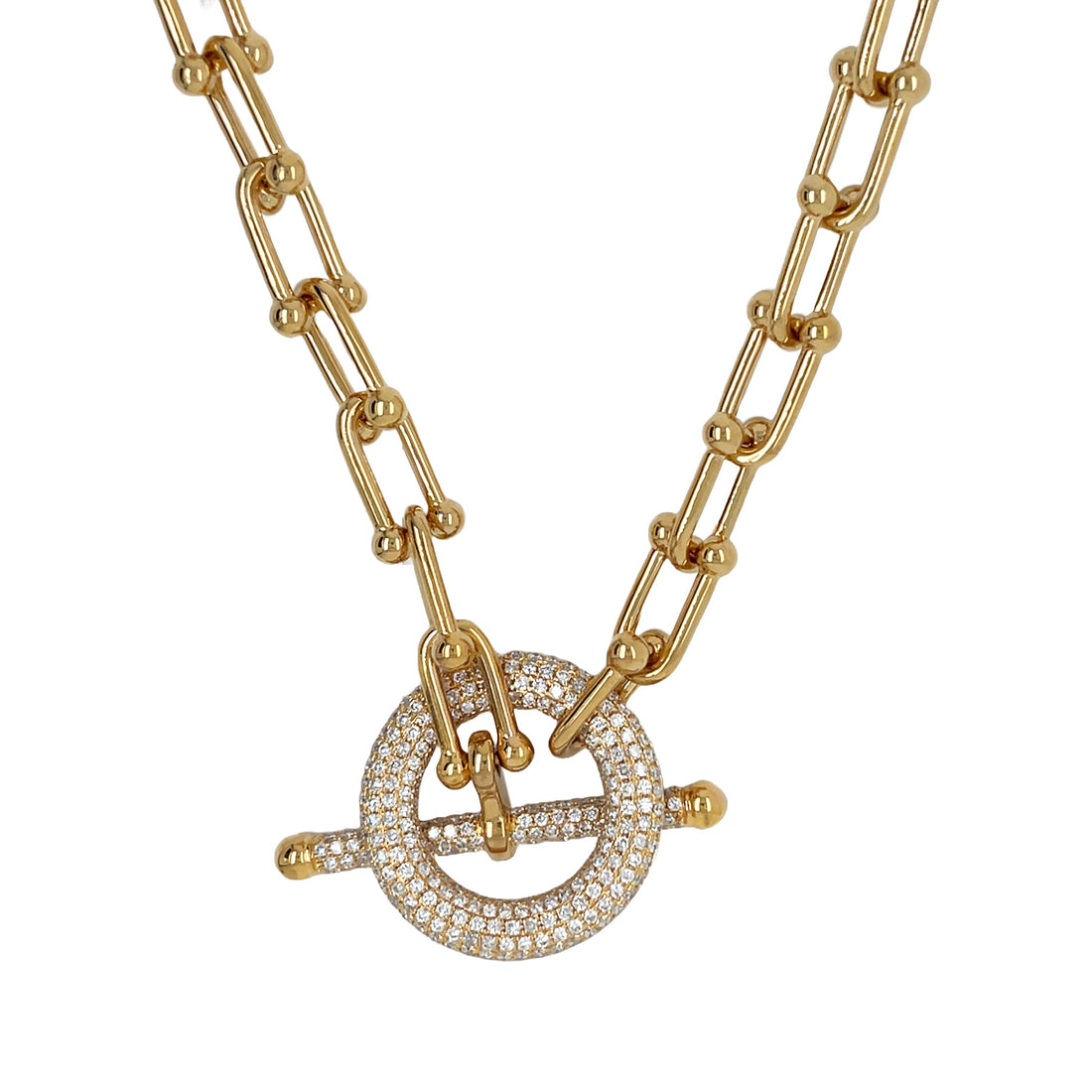 18kt Yellow Gold Diamond Link Necklace