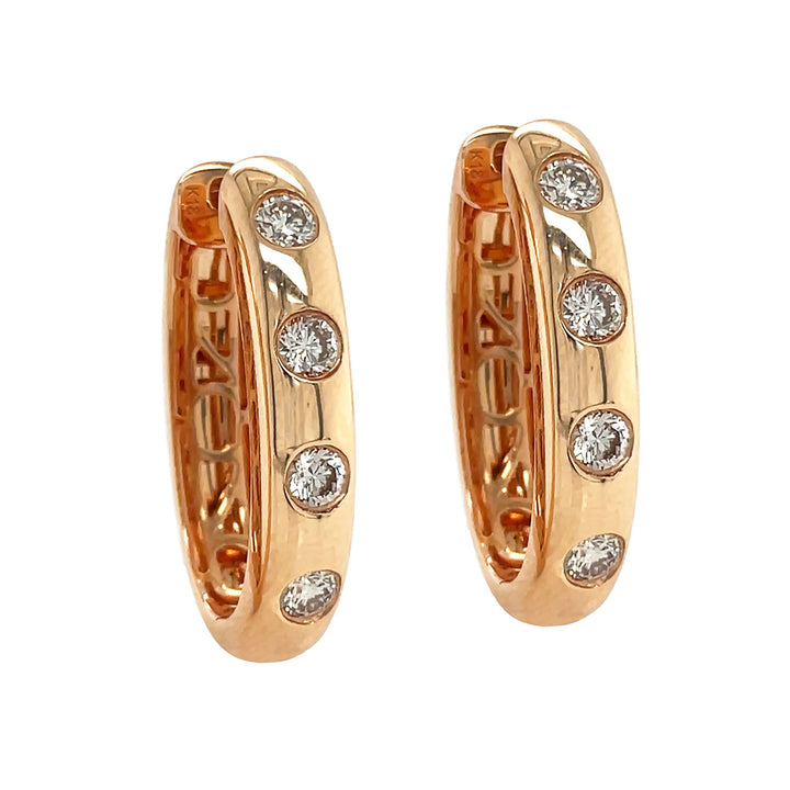 18kt Rose Gold Diamond Hoops