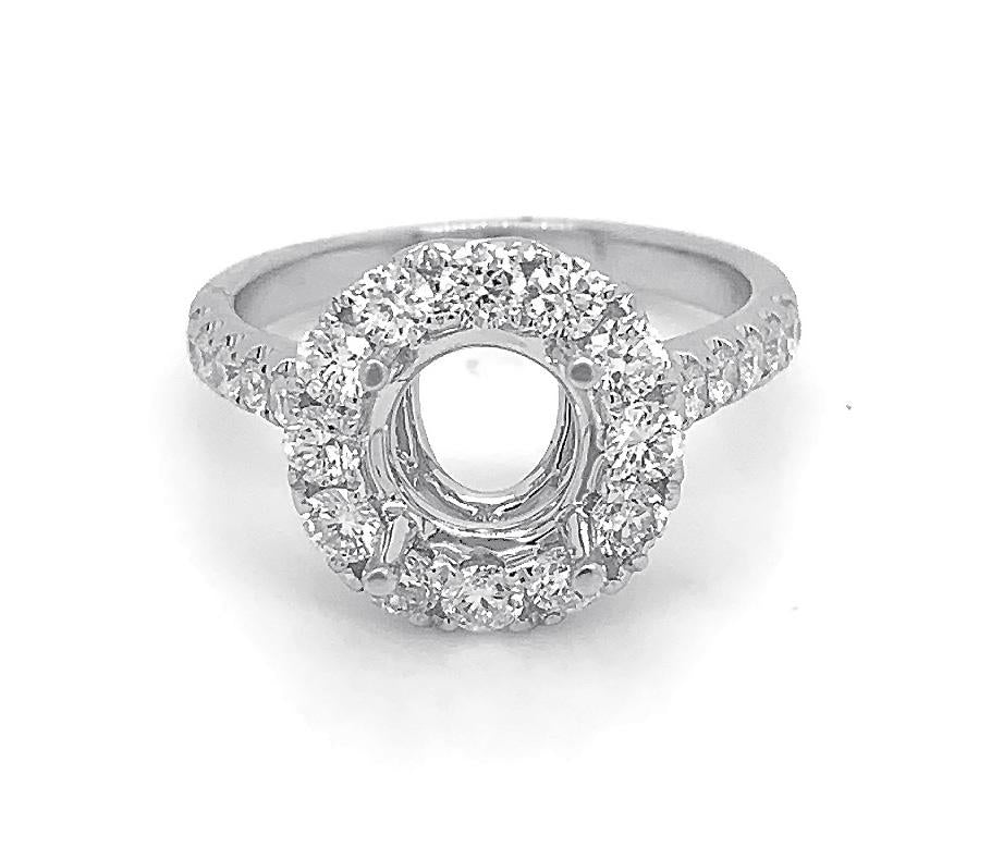 18kt White Gold Diamond Halo Semi Mount