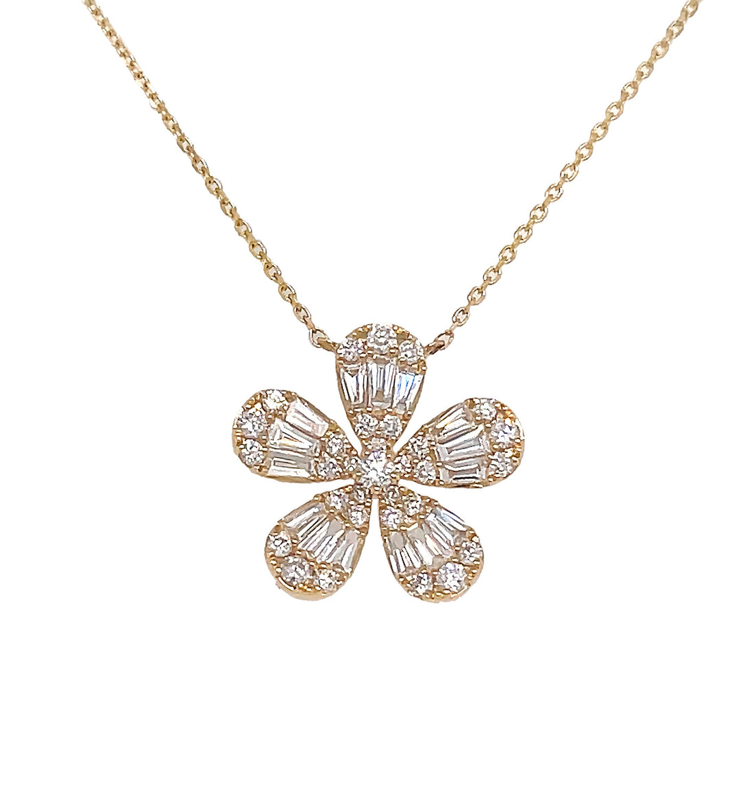 18kt Yellow Gold Diamond Flower Pendant