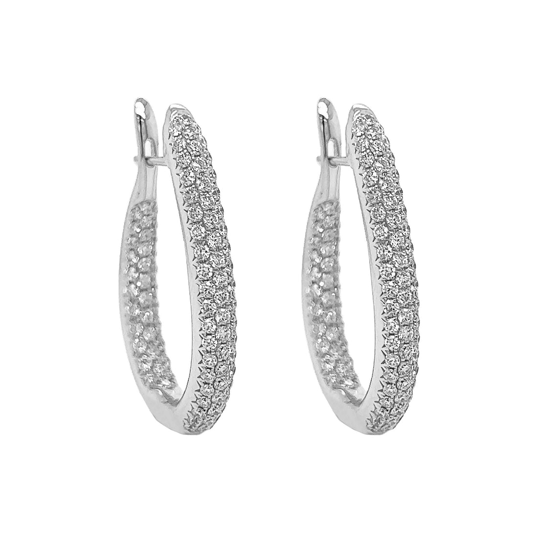 18kt White Gold Diamond Hoop Earrings