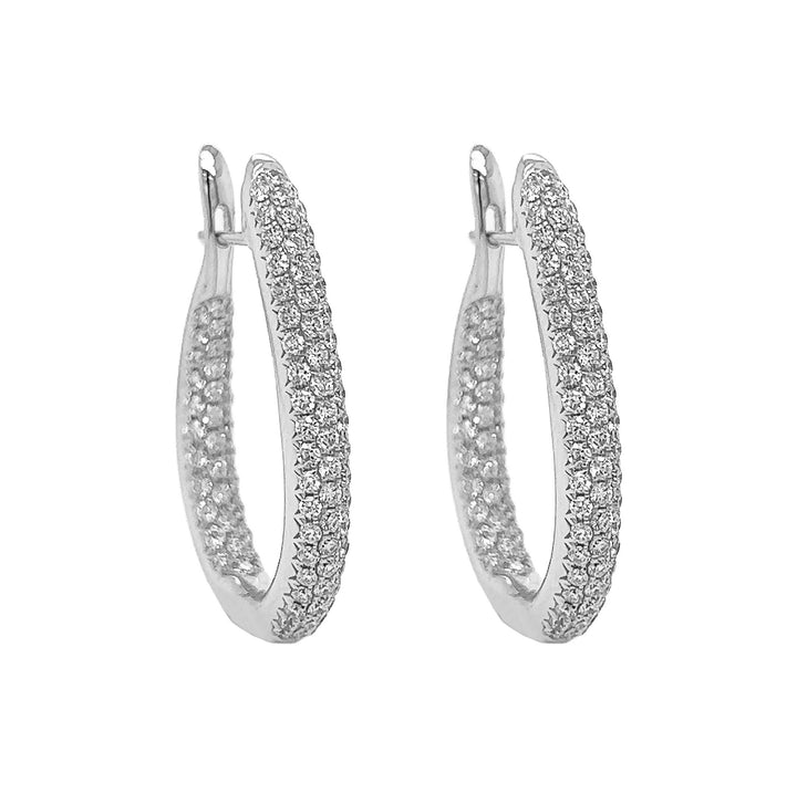 18kt White Gold Diamond Hoop Earrings