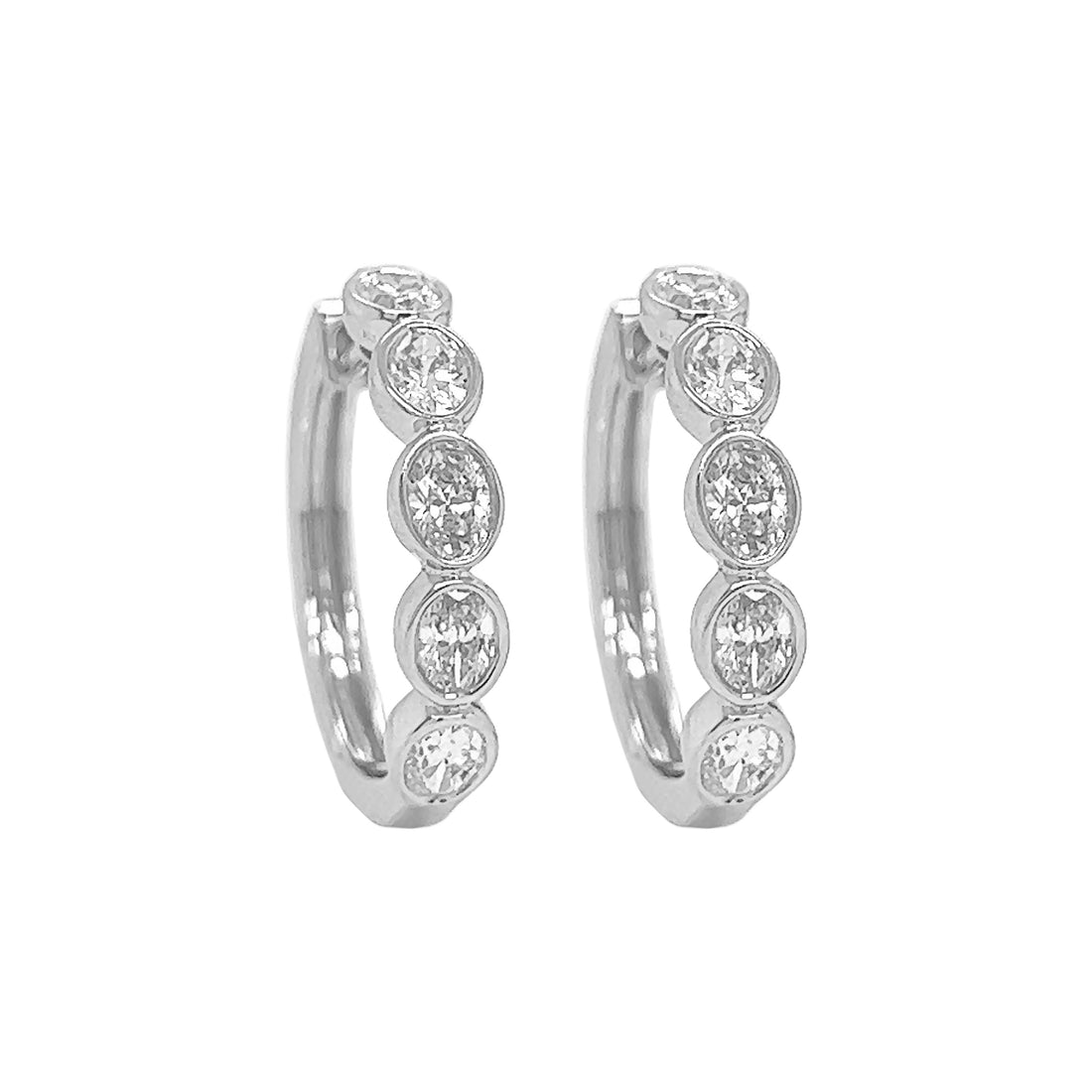18kt White Gold Diamond Hoops