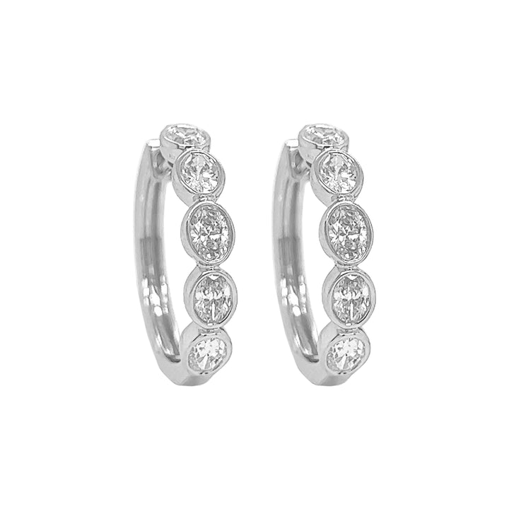 18kt White Gold Diamond Hoops