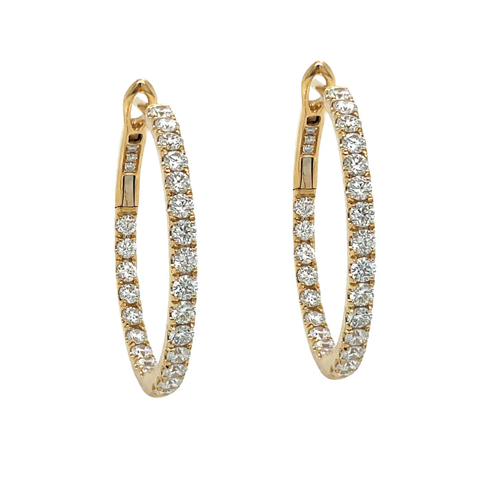 18kt Yellow Gold Diamond Hoops