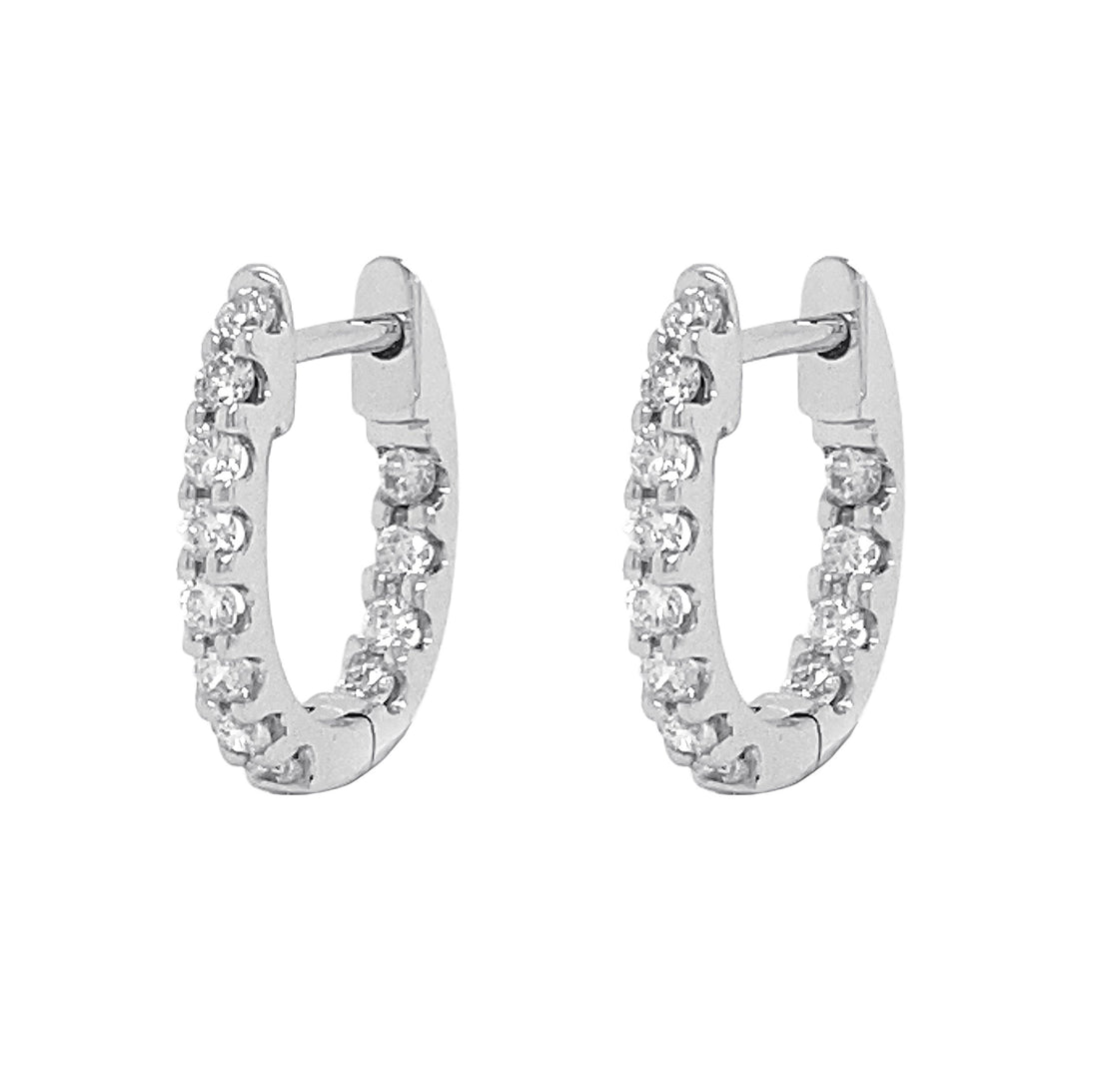 14kt White Gold Diamond Inside-out Huggie Earrings