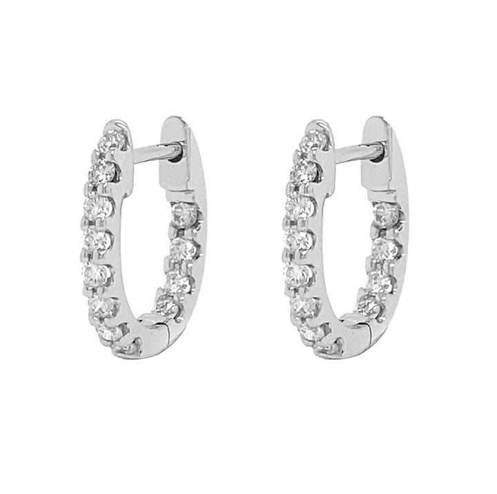 14kt White Gold Diamond Inside-out Huggie Earrings
