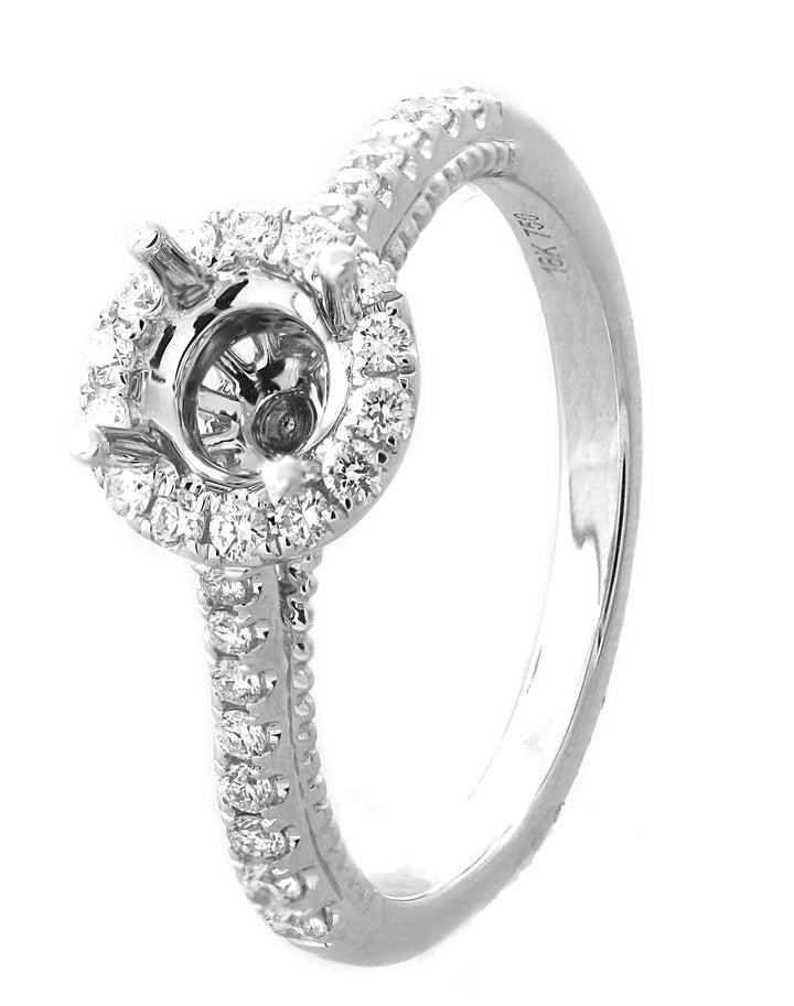 18kt White Gold Diamond Halo Semi Mount