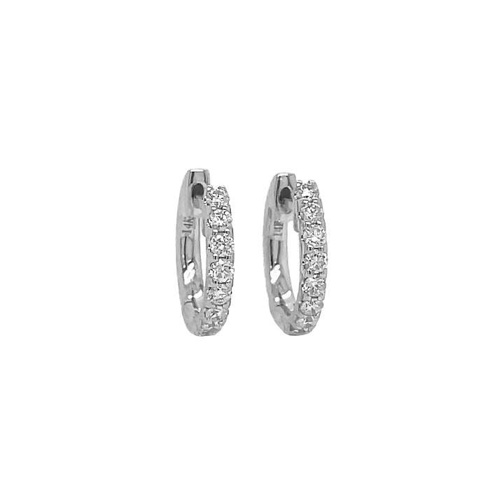 14kt White Gold Diamond Huggie Earrings
