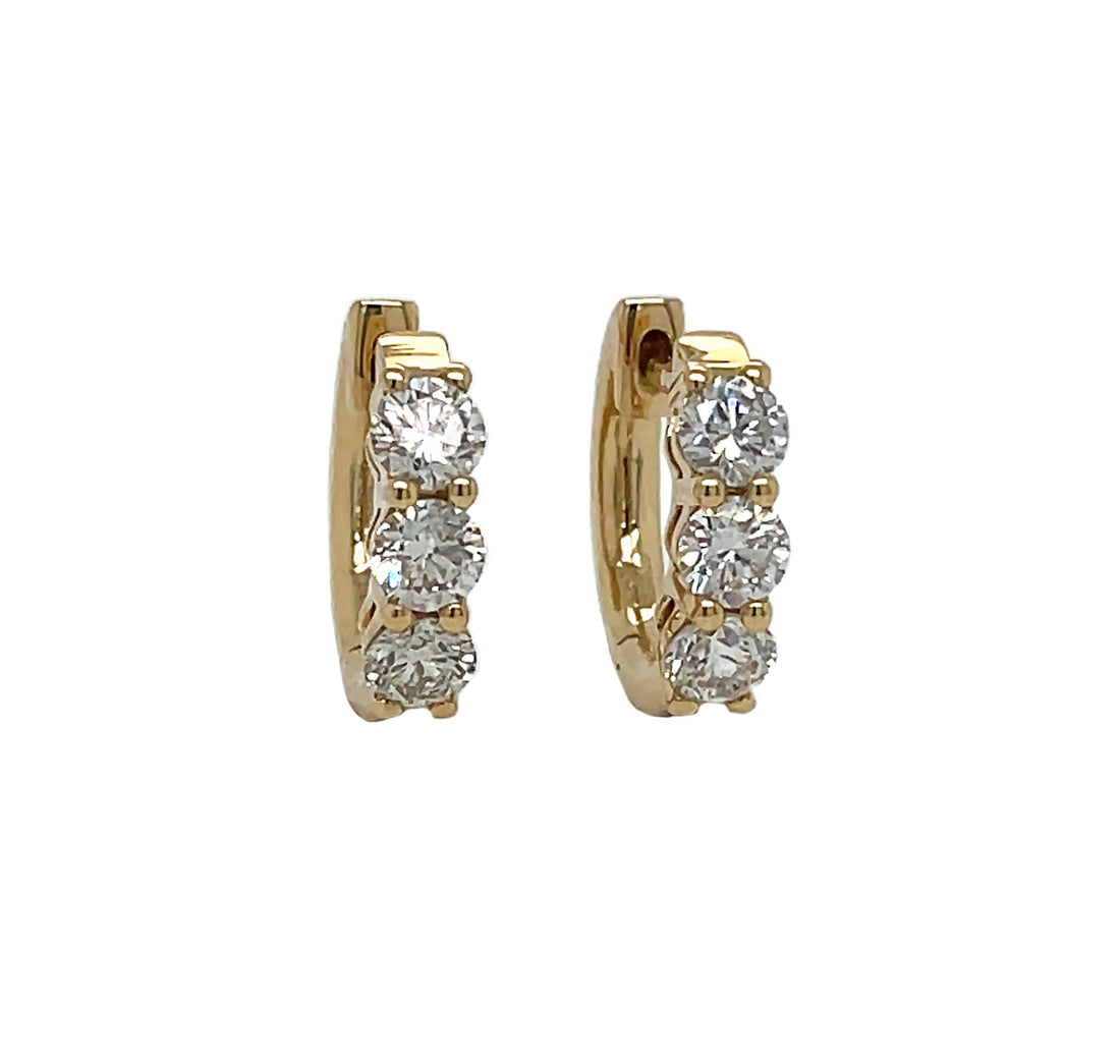 18kt Yellow Gold Diamond Huggie Earrings