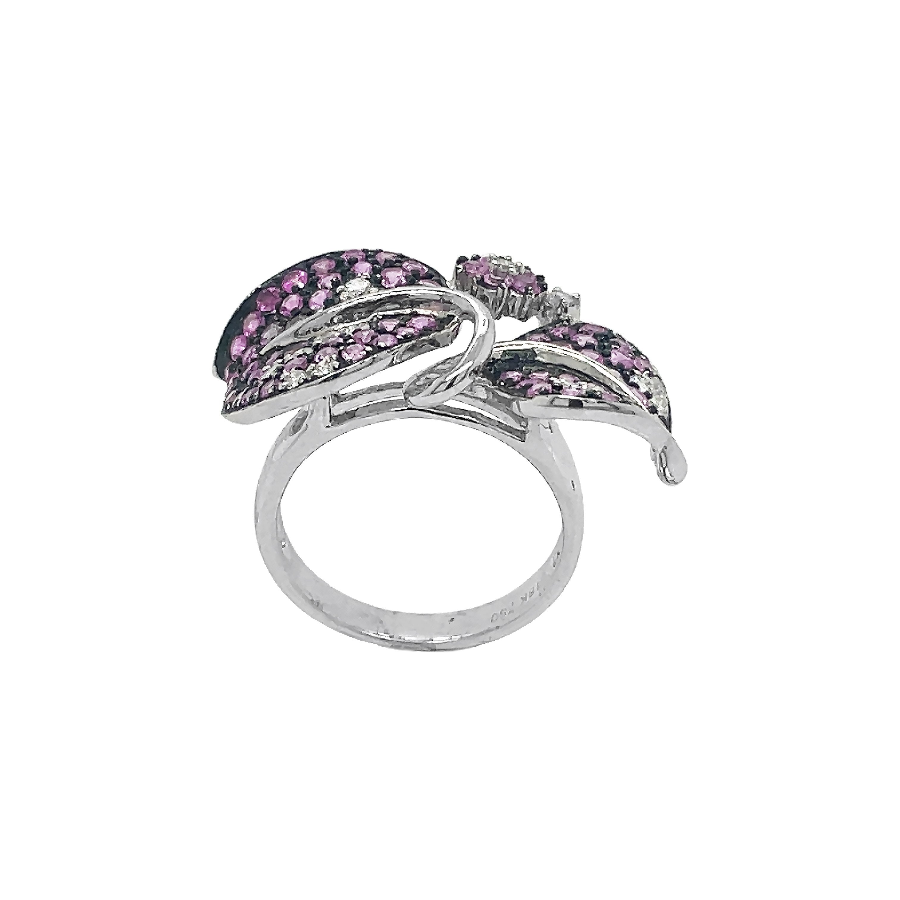 18kt White Gold Diamond and Pink Sapphire Ring