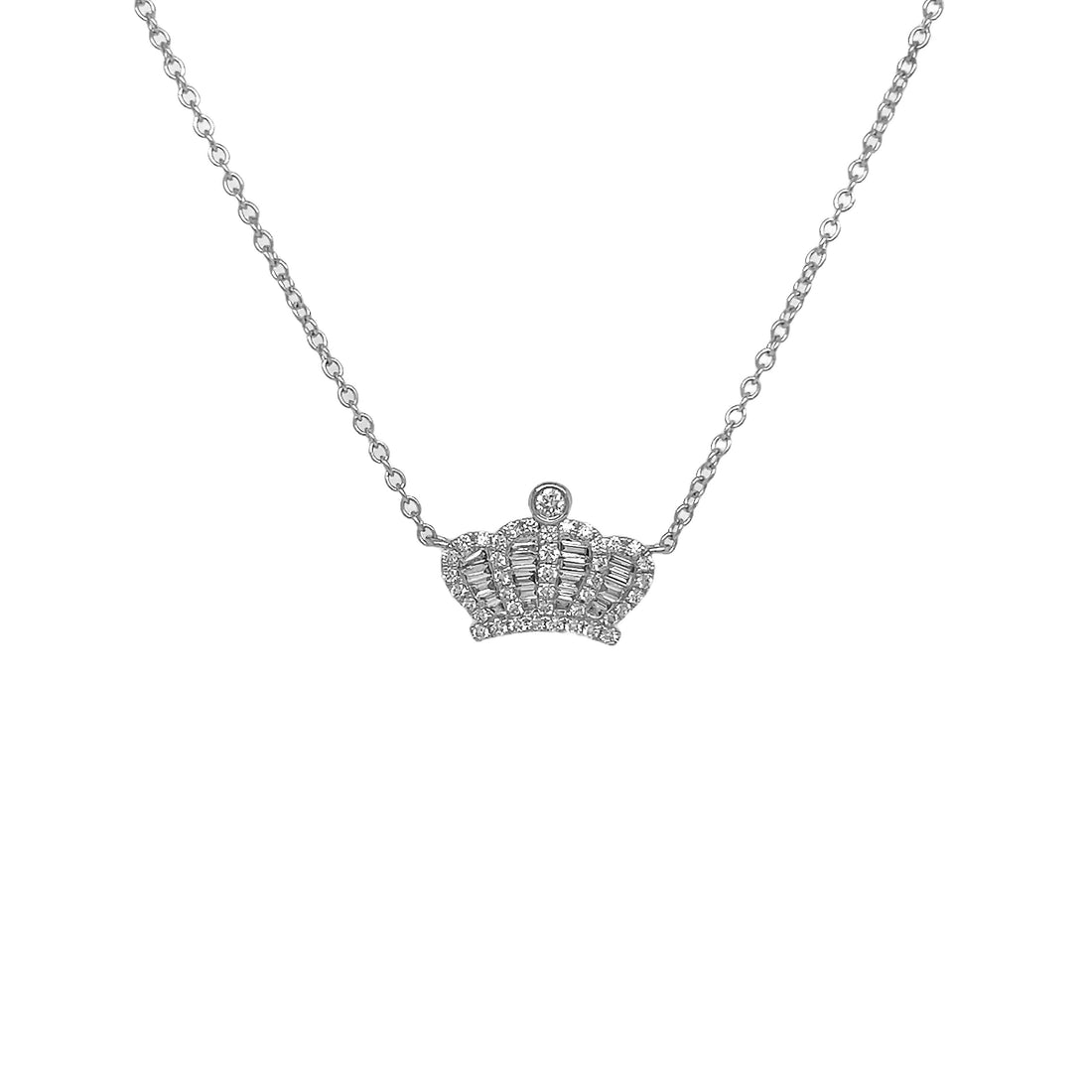 18kt White Gold Diamond Crown Pendant