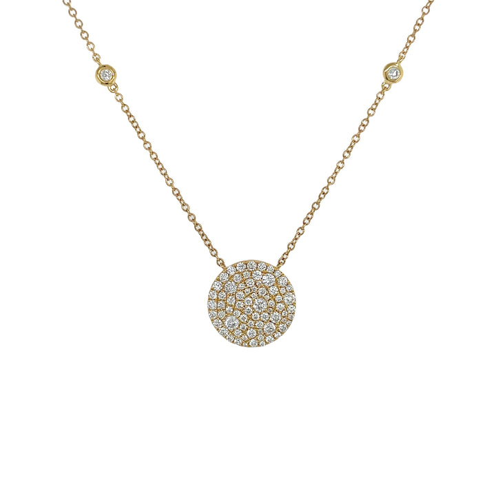 18kt Yellow Gold Diamond Disk Pendant