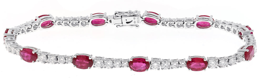 18kt White Gold Diamond And Ruby Bracelet