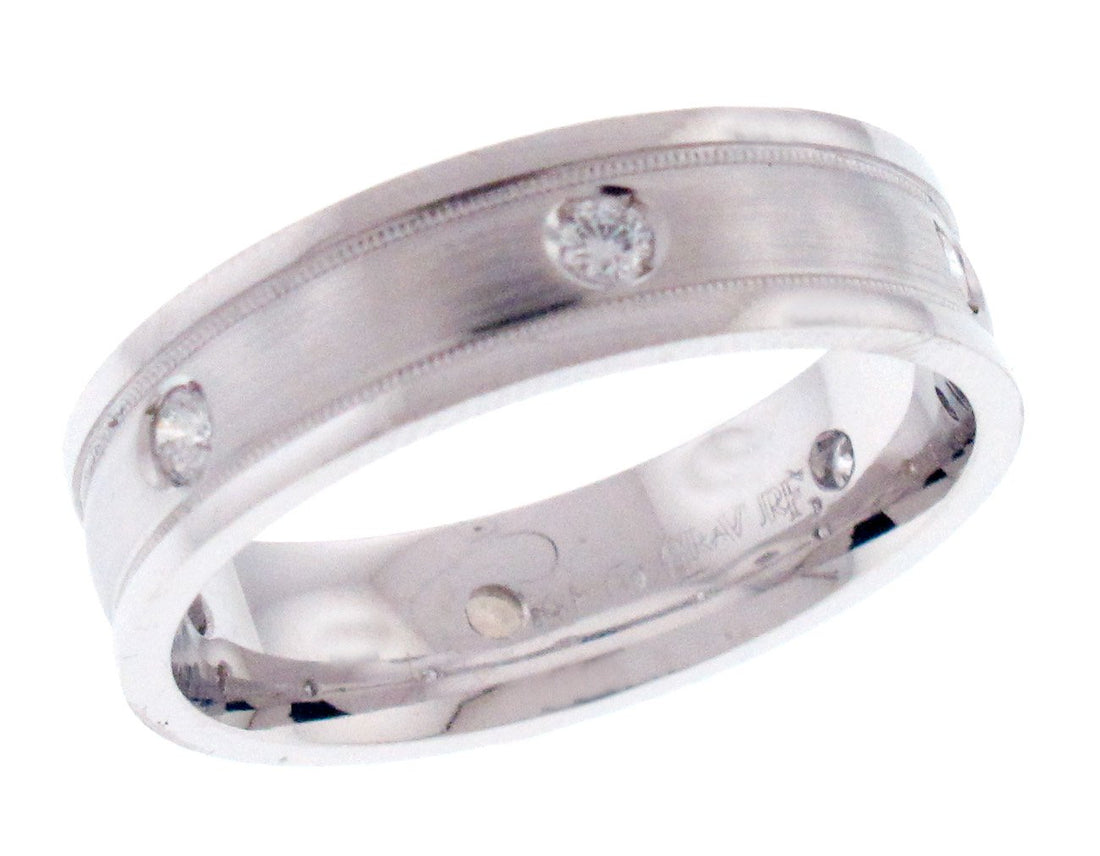 14kt White Gold Diamond Men`s Band