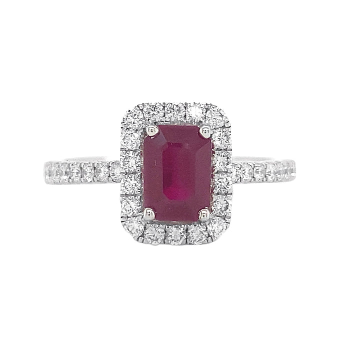 18kt White Gold Diamond And Ruby Ring