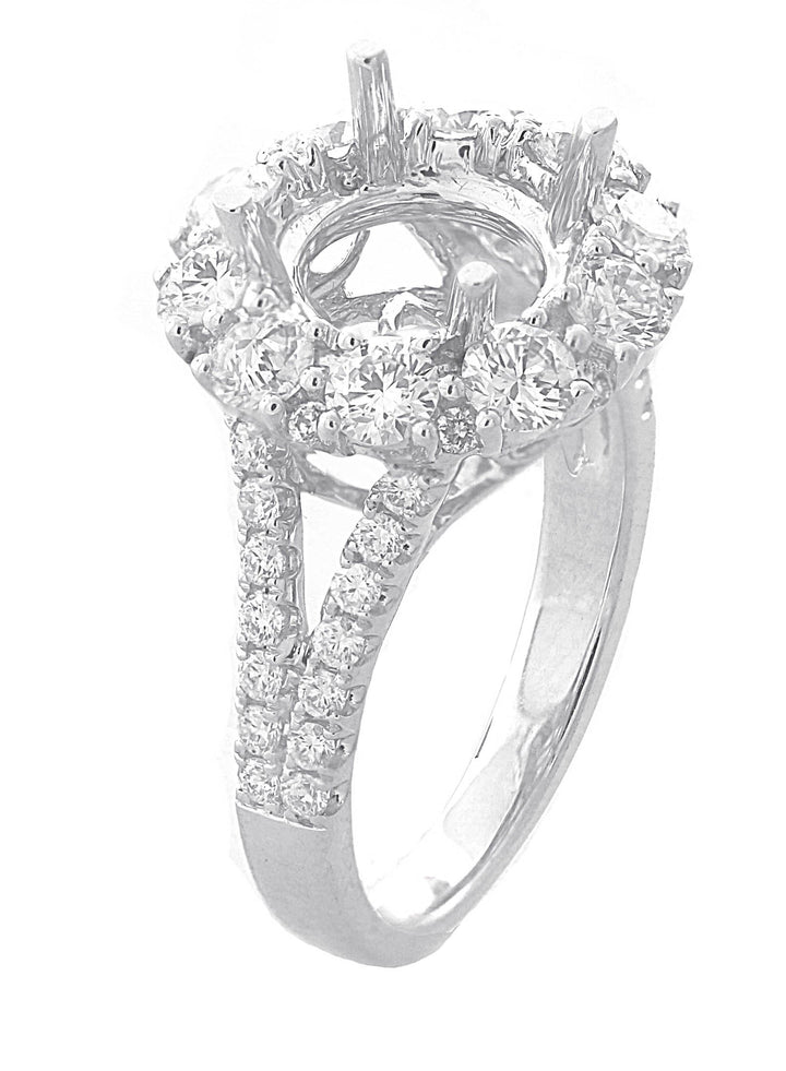 18kt White Gold Diamond Halo Semi Mount