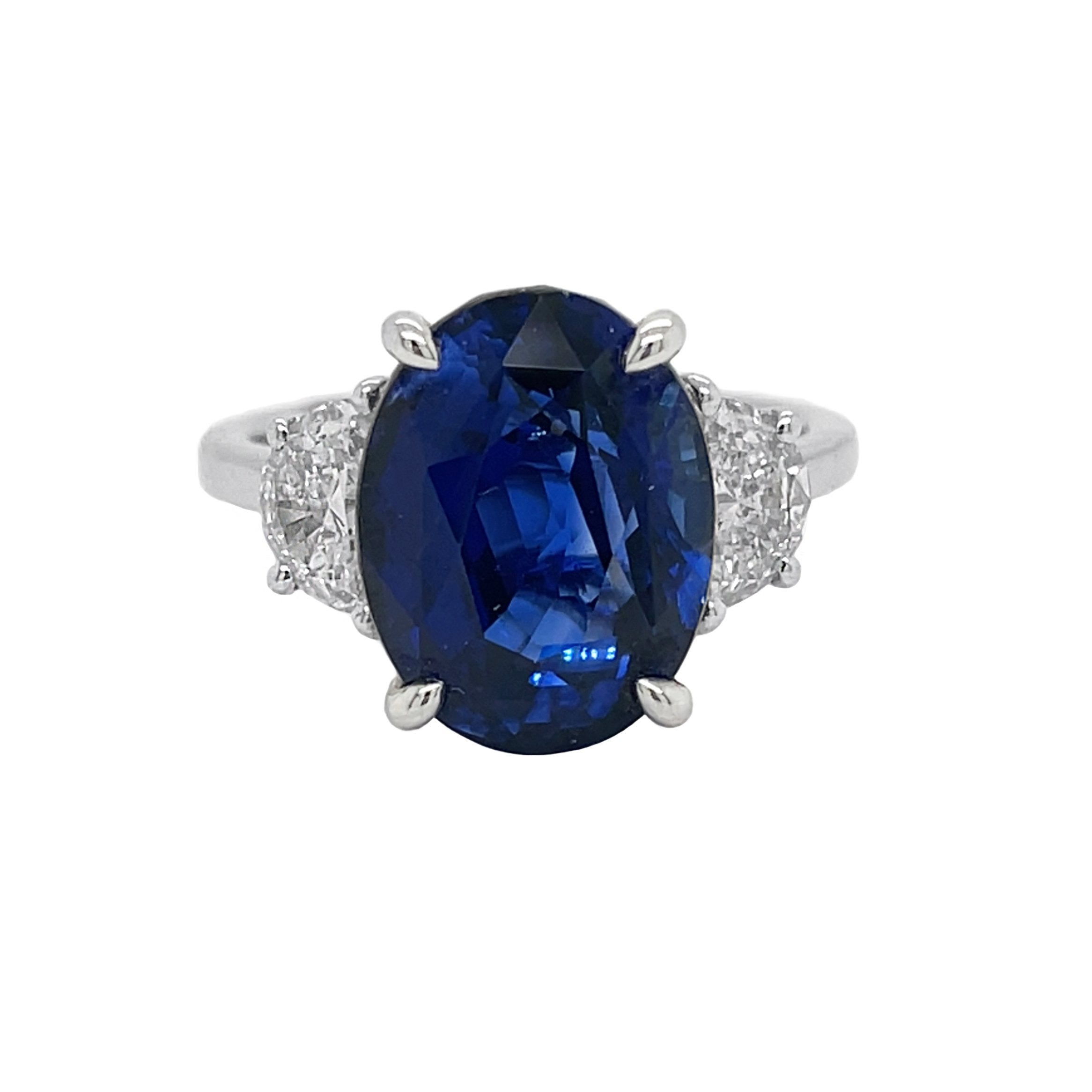 18kt White Gold Diamond and Blue Sapphire Ring
