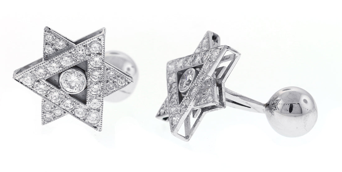 18kt White Gold Diamond Cuff Link