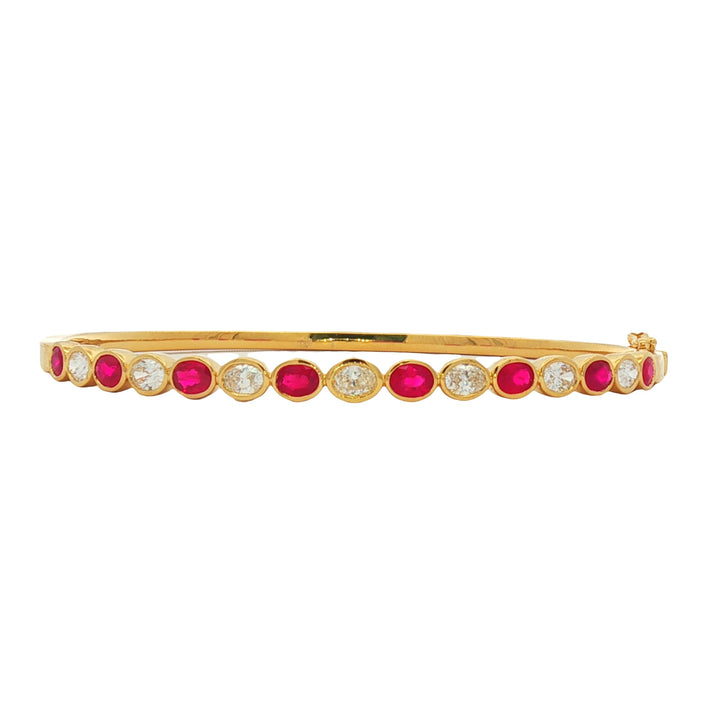 18kt Yellow Gold Diamond And Ruby Bangle