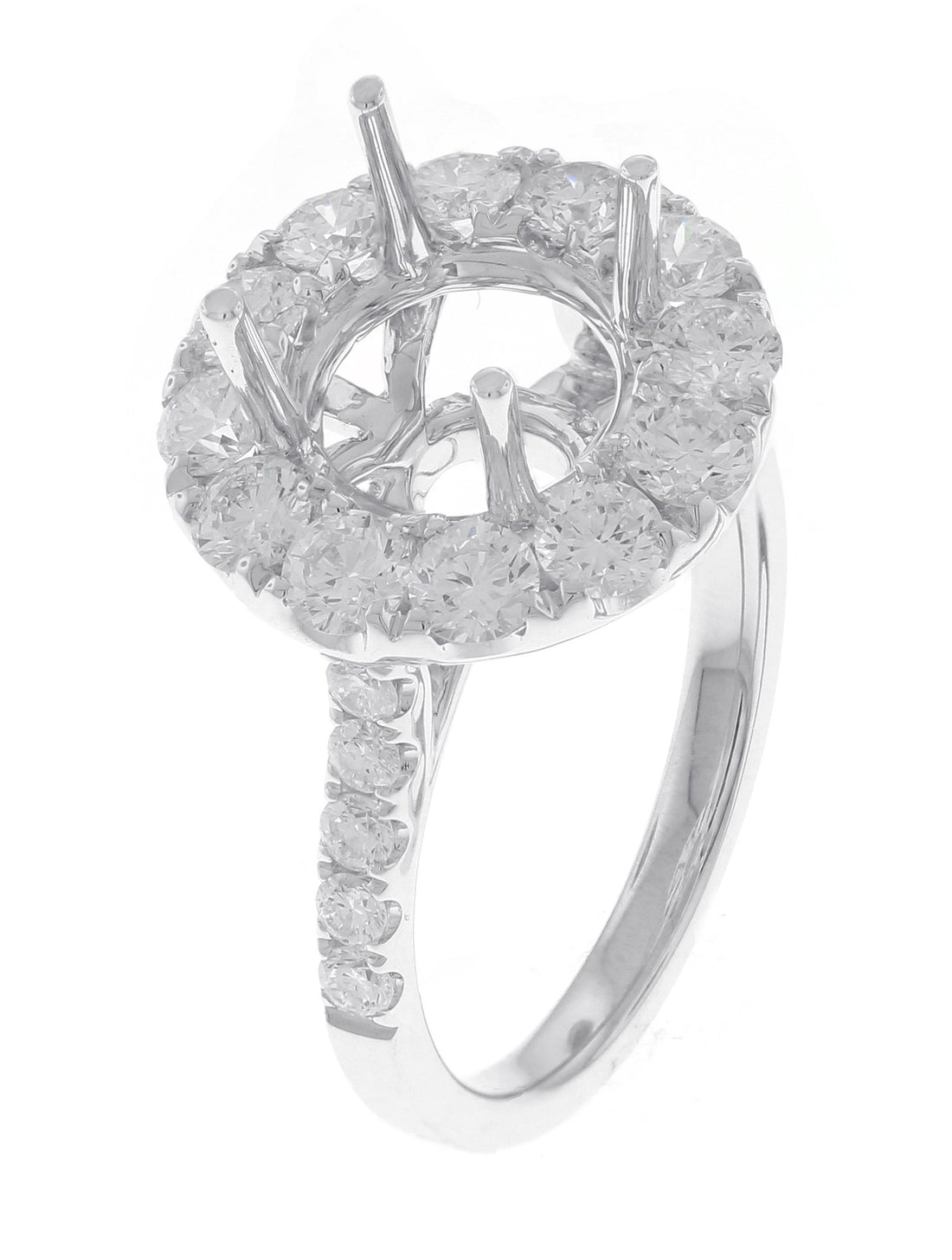 18kt White Gold Diamond Halo Semi Mount