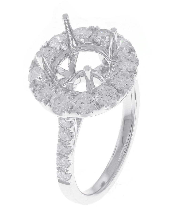18kt White Gold Diamond Halo Semi Mount