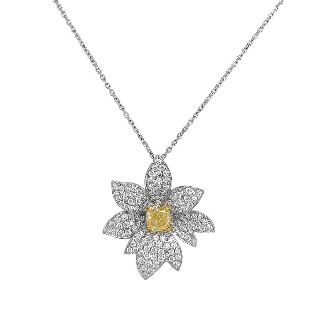 18kt White and Yellow Gold Diamond and Yellow Diamond Pendant