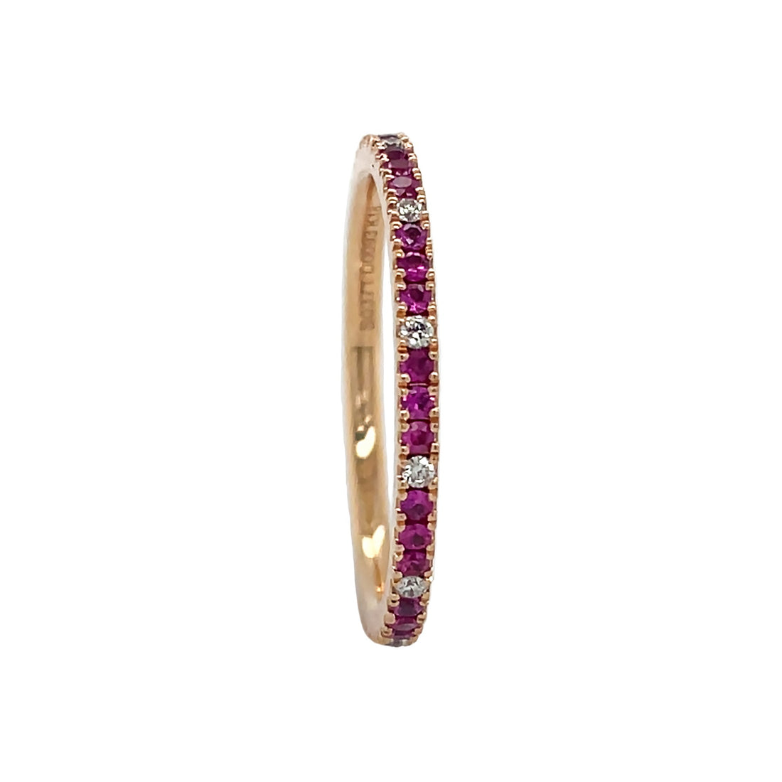 18kt Rose Gold Diamond and Pink Sapphire Eternity Band