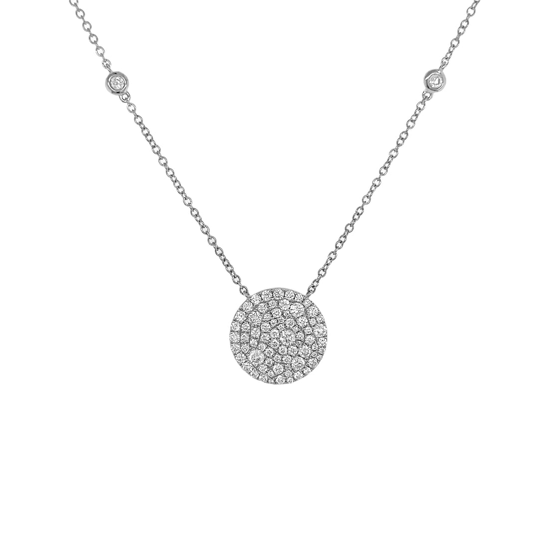 18kt White Gold Diamond Disk Pendant
