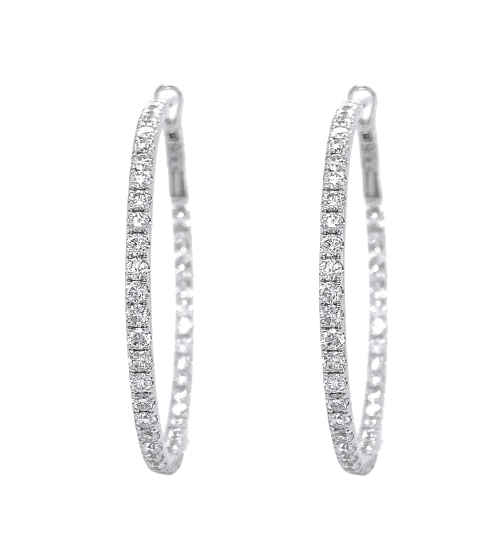18Kt White Gold Diamond Hoops