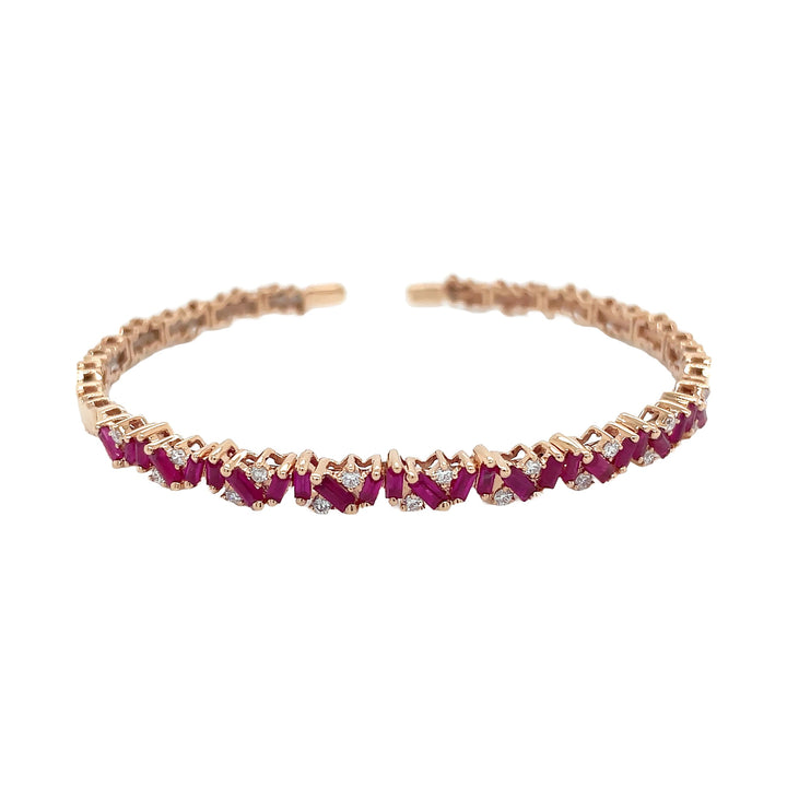 18kt Rose Gold Dimoand and Ruby Bangle